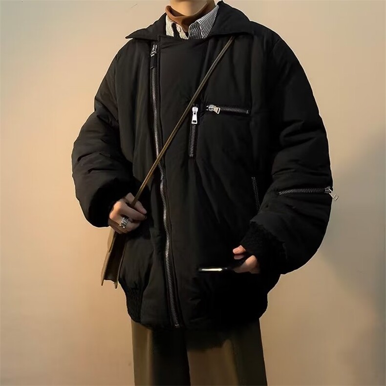 美式vintage高街多口袋飞行棉服男秋季潮牌宽松外套W7896-P80,男装夹克,星座512-4