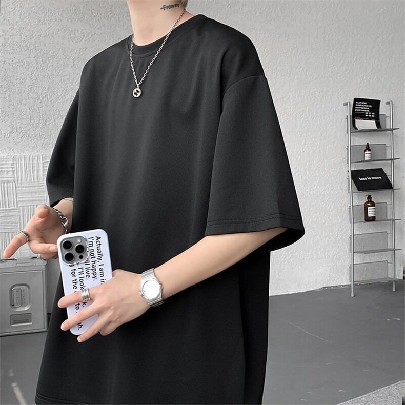 8XL-M高品质重磅棉光版纯色短袖T恤百搭款半截袖五分袖DX332特P23,男装T恤,电商D206-1