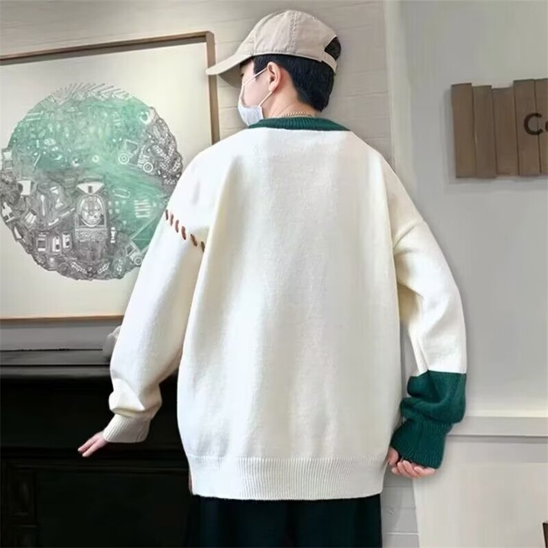 9075-P51毛衣男加绒加厚韩版潮流秋冬季潮牌针织衫青少年,男装针织衫/毛衣,电商B323A