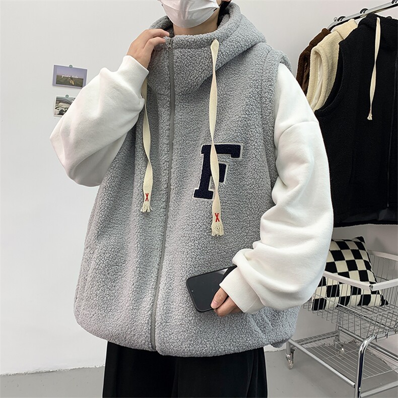 羊羔毛马甲外套男秋冬加绒加厚无袖棉衣潮牌棉服MJ200*P78控98,男装背心/马甲,星座227-2