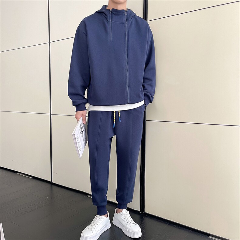 社会小伙秋冬季男士纯色卫衣卫裤两件套2025新款套装男C208-6786,男装休闲裤,电商C208