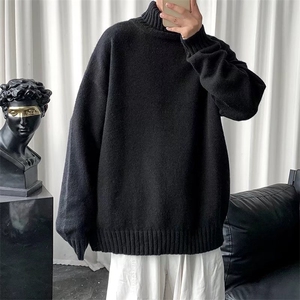 毛衣男宽松慵懒港风ins潮牌针织衫青少年纯色高领毛线衣MY45-P40图片