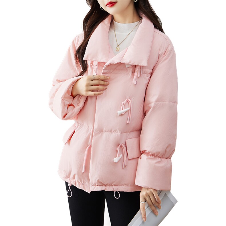现货羽绒服女连帽新款短款小个子面包服时尚宽松休闲保暖轻暖外套,女装羽绒服,贵人树