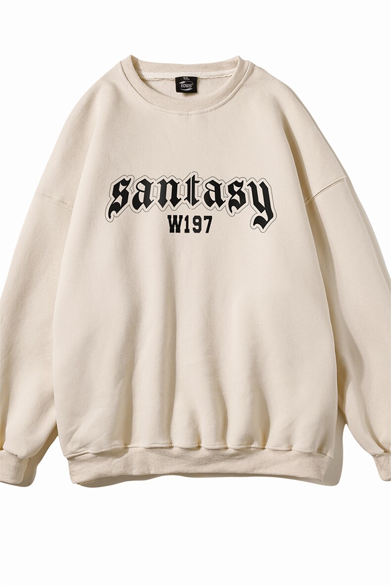 白底23新款秋季时尚百搭字母印花圆领宽松卫衣W1023P30控48,男装卫衣,电商A247-1
