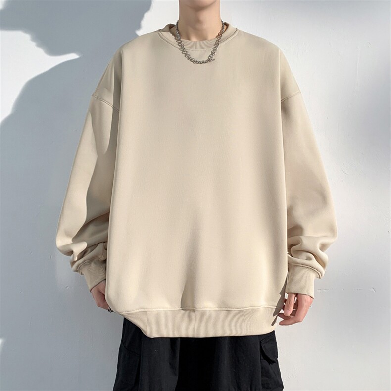 抖音得物高品质二开支持退换25秋冬全棉宽松圆领纯色卫衣HM07，男装卫衣，电商A486