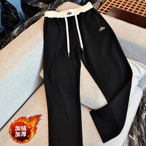 加绒加厚冬男女休闲裤刺绣保暖卫裤直筒长裤HK025 P45 加绒P50图片