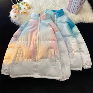 M08-特P75潮牌渐变棉服男2025冬季新款加厚保暖情侣款棉袄冬装图片
