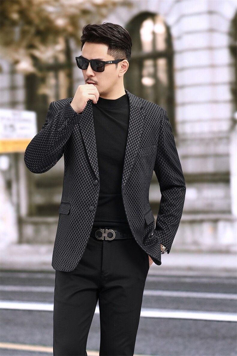 男士千鸟格小西装厚料小格子西服外套6103P165,男装西服套装,电商D225-1