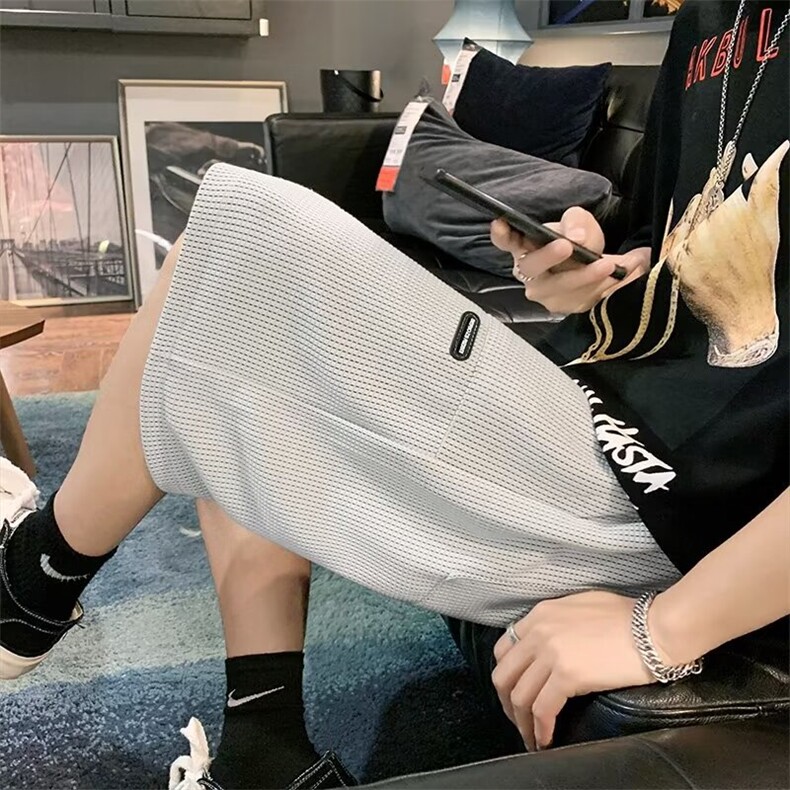 男新款青少年时尚冰丝华夫格玉米粒短裤休闲裤GDK05P28,男装休闲裤,星座1116-2