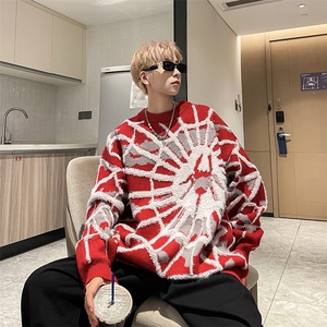 日系宽松慵懒风毛衣男2024春秋季条纹针织衫港风宽松情侣线衣图片