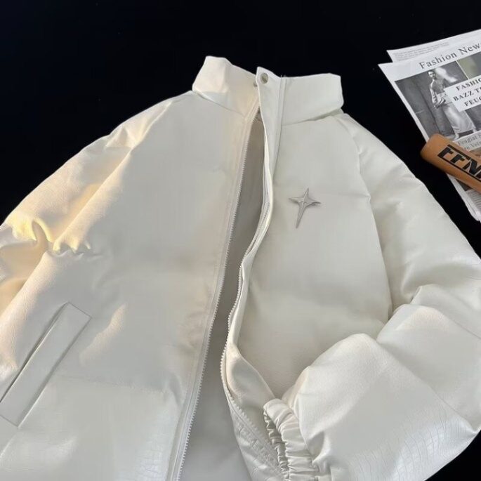 pu皮棉服男2025冬季新款立领面包服潮牌加厚棉衣棉袄夹克外套,男装夹克,星座1013-1