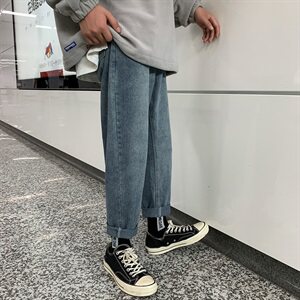现货新款男士直筒宽松老爹裤潮流牛仔裤中性港风图片