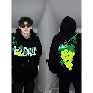 706-1-WY888-P75 加绒P80 秋季港风葡萄刺绣网球毛巾绣连帽卫衣图片