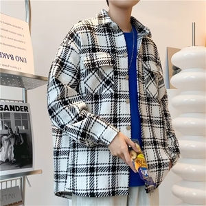 黑白格子小香风外套男高级感春季男装复古翻领工装夹克JK934-P65图片