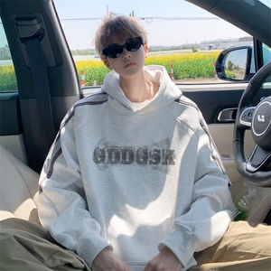 华棉秋冬内景重磅宽松拼接连帽卫衣男潮牌外套WY00776/P45加绒P50,女装短外套,电商B316