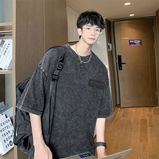 量大优可提供视频2024夏水洗美式短袖T恤D223A-ST2412-P25，男装T恤，电商019-1