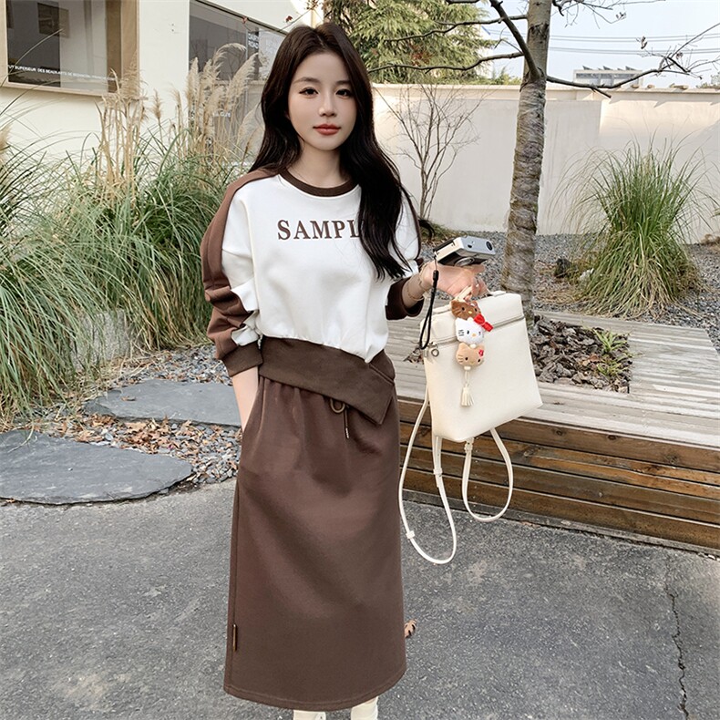 时尚女2024春季新款盐系穿搭御姐卫衣轻熟风半身裙，女装运动套装，慧峰