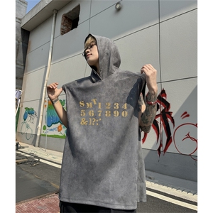 麂皮绒连帽背心坎肩男T恤美式港风JLB460-P30控48图片