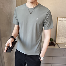 夏季冰丝短袖男新款时尚百搭t恤潮流凉爽圆领休闲体恤男T5110-P28，男装T恤，电商A237