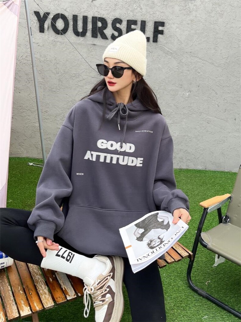 时尚休闲潮流加绒卫衣，女装卫衣/绒衫，泽妤