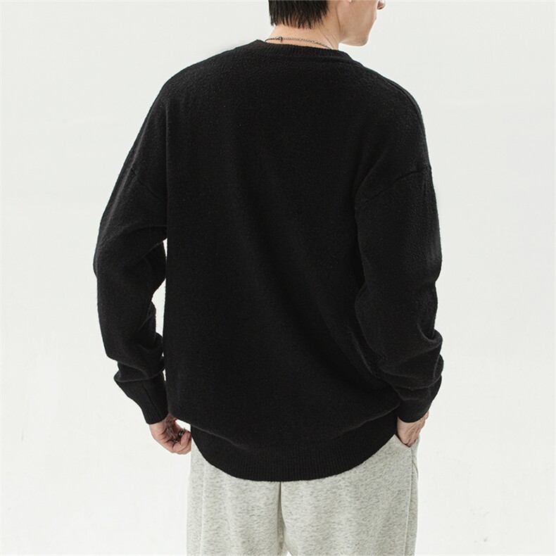 YK86032-P35 腈纶45%锦纶24.3%聚酯纤维30.7% 圆领纯色毛衣男秋冬图片