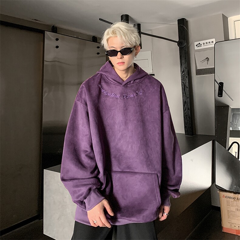 港风大码刺绣麂皮绒袋鼠兜套头连帽卫衣男XZ213-JPR204-P45控68,男装卫衣,星座213
