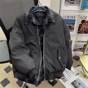 假两件拼接小众棒球服棉衣男士冬季保暖设计感外套男生潮1660 P85图片