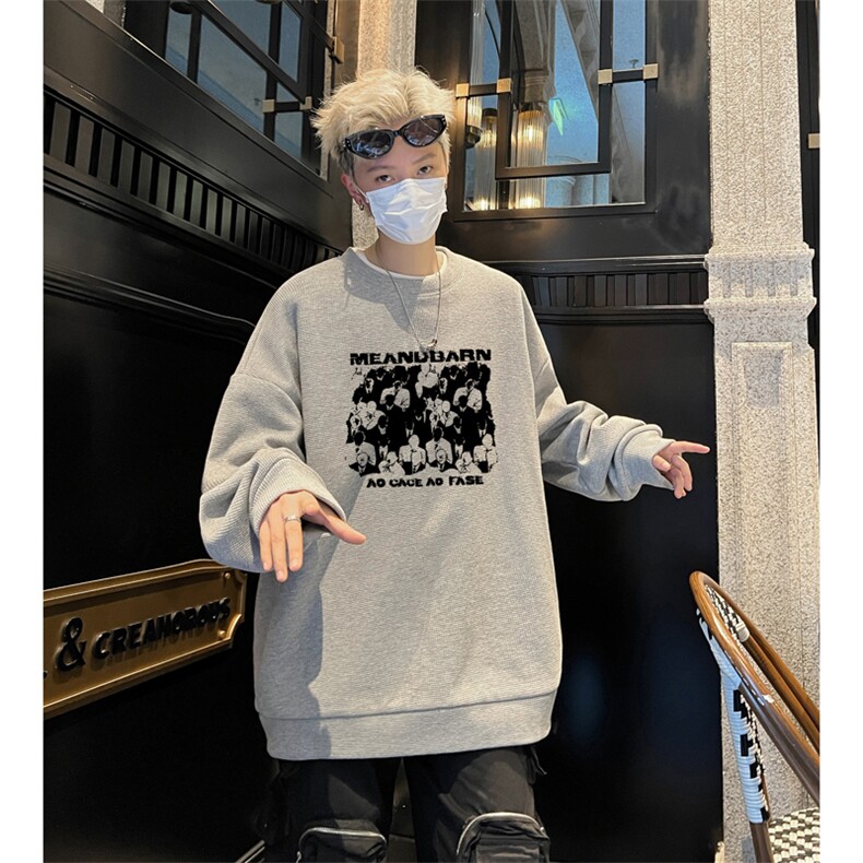 华夫格！华夫格上衣男圆领华夫格卫衣男大码长袖t恤男HY247-特P23,男装T恤,电商B367