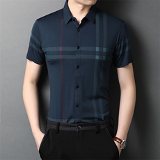 QLM99120男士2023年夏季新款短袖休闲衬衫修身青年帅气衬衣P55，男装衬衫，电商B360