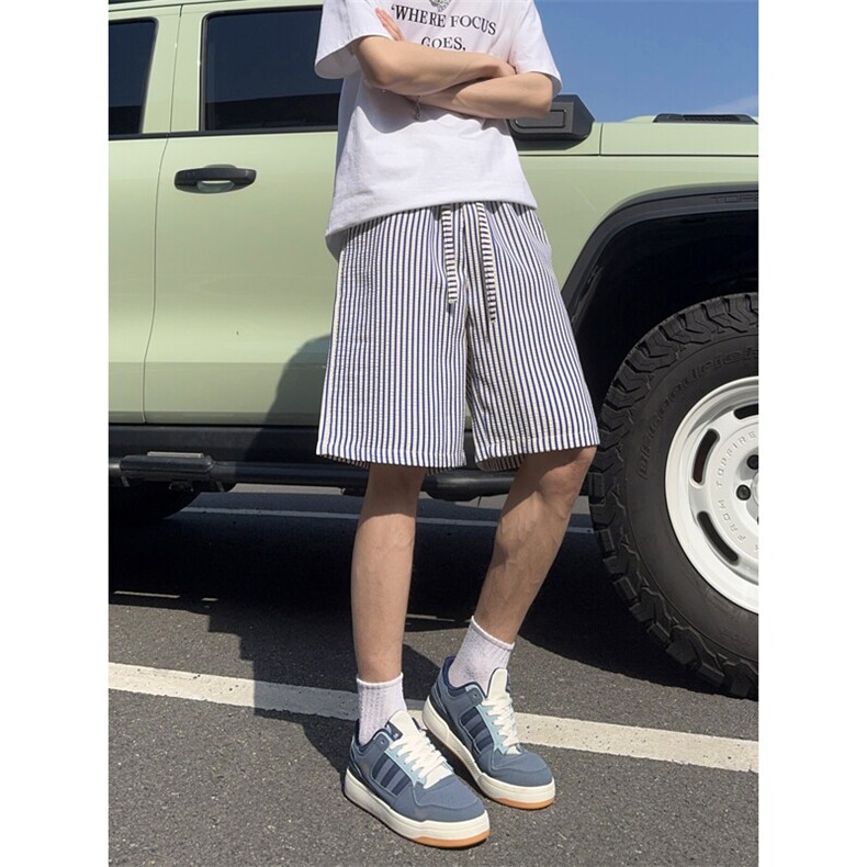 B221美式ins高街暗黑条纹短裤五分裤LK25471-特P18控38,男装牛仔裤,电商B221