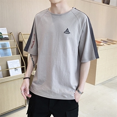 新款夏季短袖t恤男士宽松ins情侣半袖衣服五分袖打底衫DS350TP25，男装T恤，电商A102