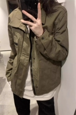 春秋美式复古设计感军绿色工装外套薄款翻领棒球服夹克潮流帅气，男装夹克，星座218-1（原230）