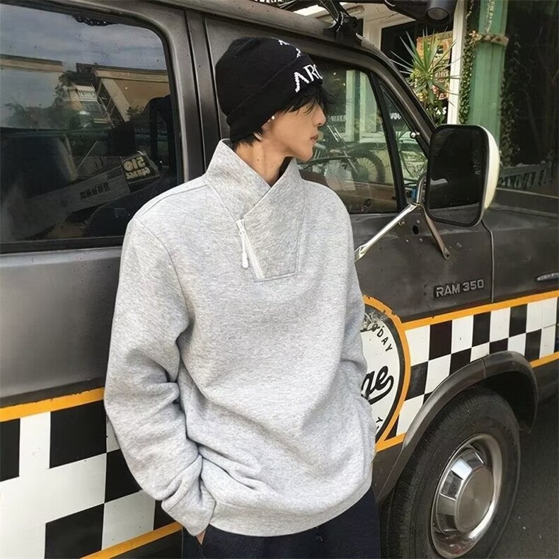 AA2153常规38加绒42美式复古半高领卫衣,男装卫衣,电商B323A