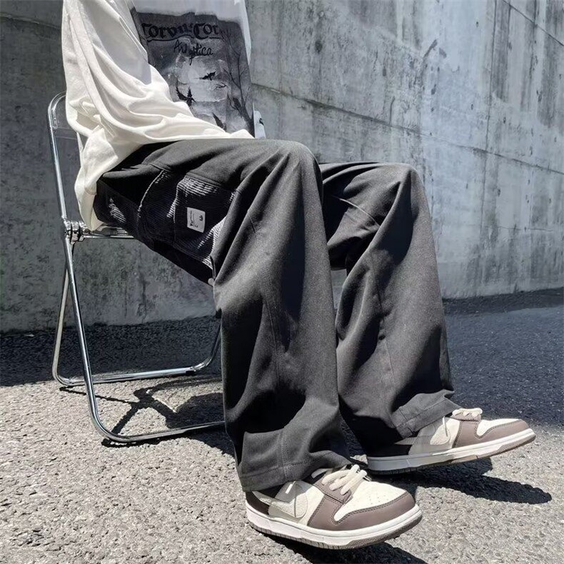 日系cleanfit简约宽松裤子男士秋季直筒宽松阔腿拖地休闲裤 A504图片