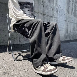 日系cleanfit简约宽松裤子男士秋季直筒宽松阔腿拖地休闲裤 A504图片