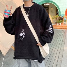 2022复古破洞毛衣男秋季潮牌宽松休闲情侣小众针织衫M614-P36，男装针织衫/毛衣，星座512-2