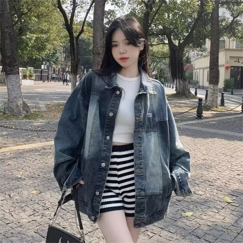 春秋新款日系复古水洗拼接设计感牛仔外套男美式潮牌JK1213-P55,男装工装外套,星座208-5