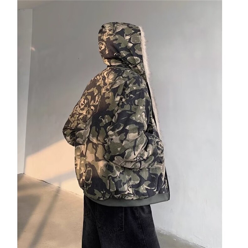 网图现货美式复古高街潮流迷彩长毛夹棉保暖棉服2299/P120,男装棉衣,星座205-3