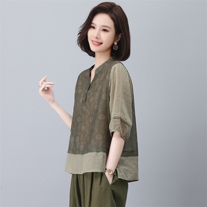 苎麻休闲女夏2025新款大码中年妈妈小个子洋气减龄棉麻图片