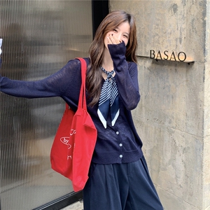 韩版宽松气质温柔针织衫两件套女春秋时尚高腰阔腿裤套装图片