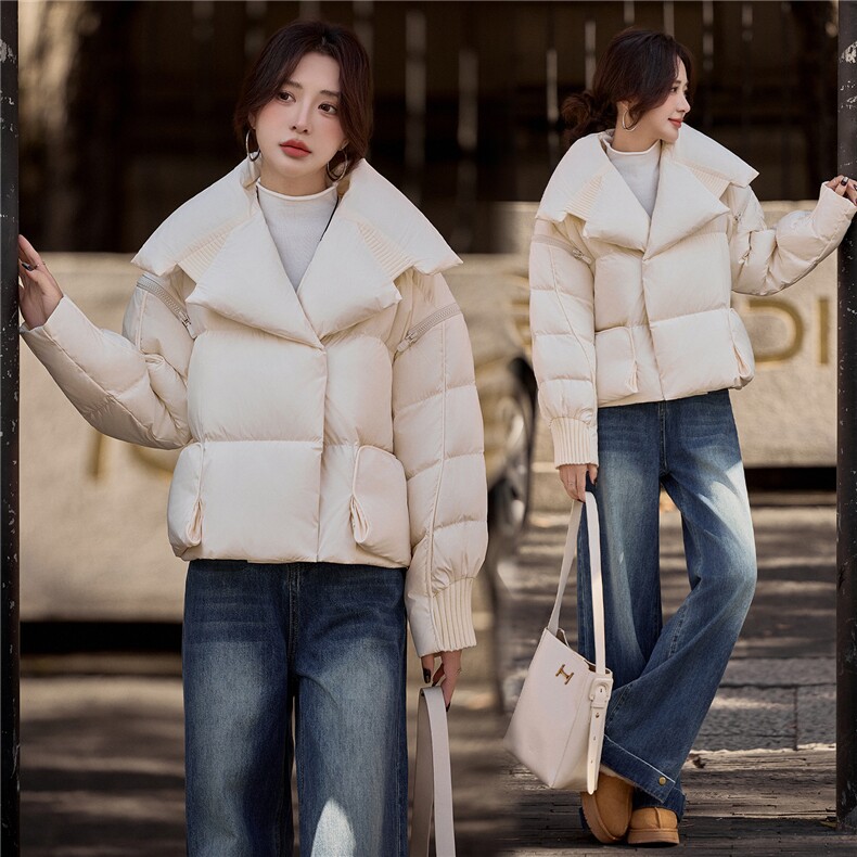 水衣源2319款短款大翻领加厚时尚羽绒服冬季保暖外套女,女装羽绒服,水衣源