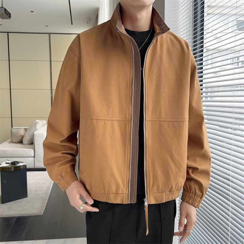 2025新款现货纯棉夹克男宽松立领上衣外套DSA157B-J2568-P85,男装夹克,电商A157B