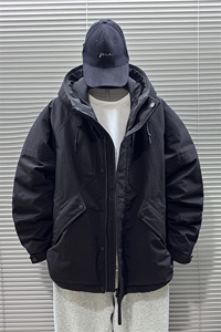 2025新款90白鸭绒工装户外连帽日系中长款羽绒服外套342-P390图片