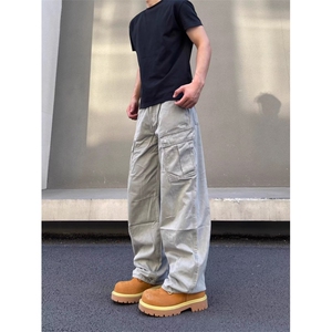 美式微喇叭牛仔裤男女复古cleanfit水洗棉工装裤子K90066-P60网图图片