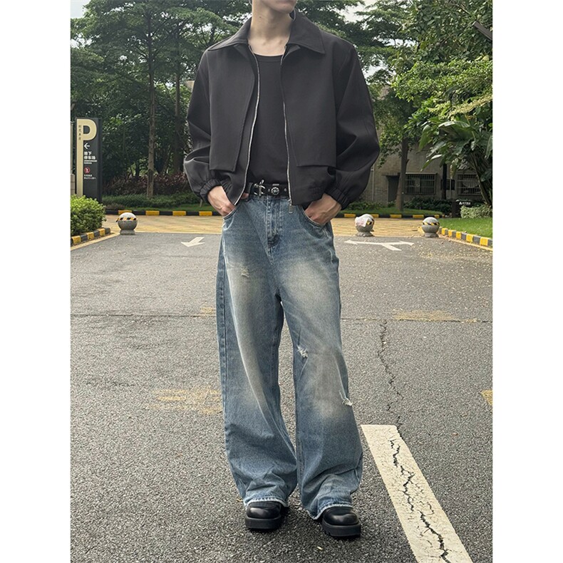 时髦个性潮流上衣宽松廓形街头感单排扣设计夹克HY826P75控118,男装夹克,电商A102B