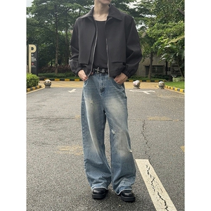 时髦个性潮流上衣宽松廓形街头感单排扣设计夹克HY826P75控118图片
