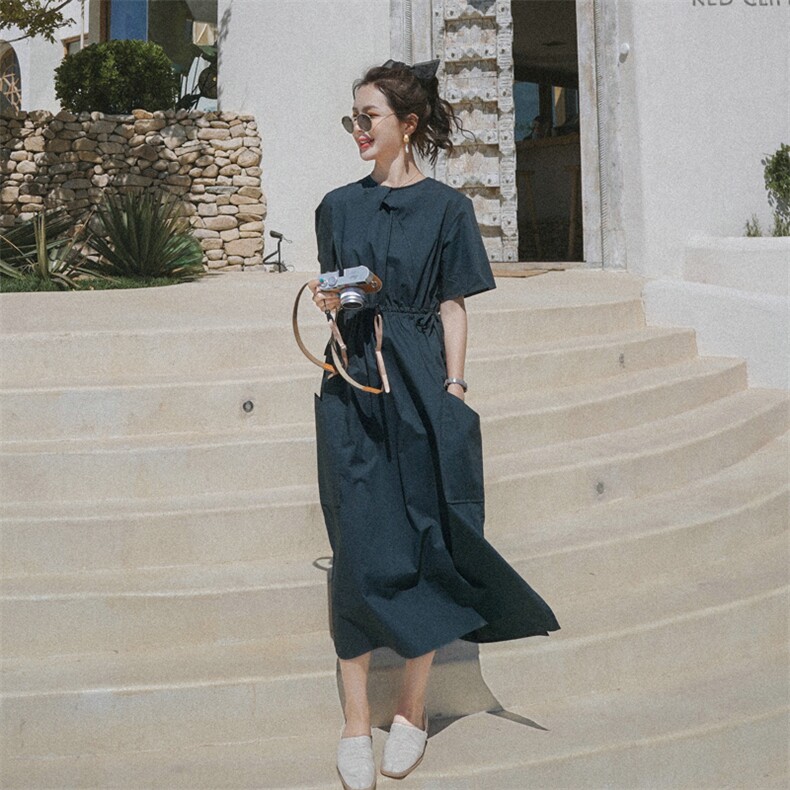 现货271-9831-P105新款墨绿色设计款连衣裙控158,女装连衣裙,浙宝271