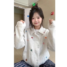 潮牌美式高街花卉刺绣夹克外套女宽松设计感小众开衫拉链上衣服，男装夹克，星座506A