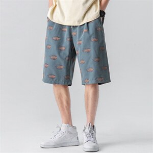 2023夏季新款日系无影墙宽松大码卡通印花潮流短裤1557-P30,男装休闲裤,星座914-3