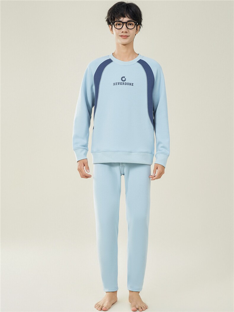 秋冬加绒加厚纯棉休闲保暖内衣套装两件套TZ3150-P75,男装休闲套装,星座310B-3
